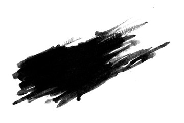 black ink watercolor brush isolated on white background
