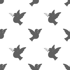 Obraz na płótnie Canvas Pigeon or dove silhouettes. Seamless background. Symbol of peace, love, tolerance and trust. Vector illustration.