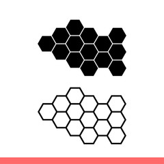 Honey comb icon set in flat isolated on white background, bee vector illustration for web site or mobile app