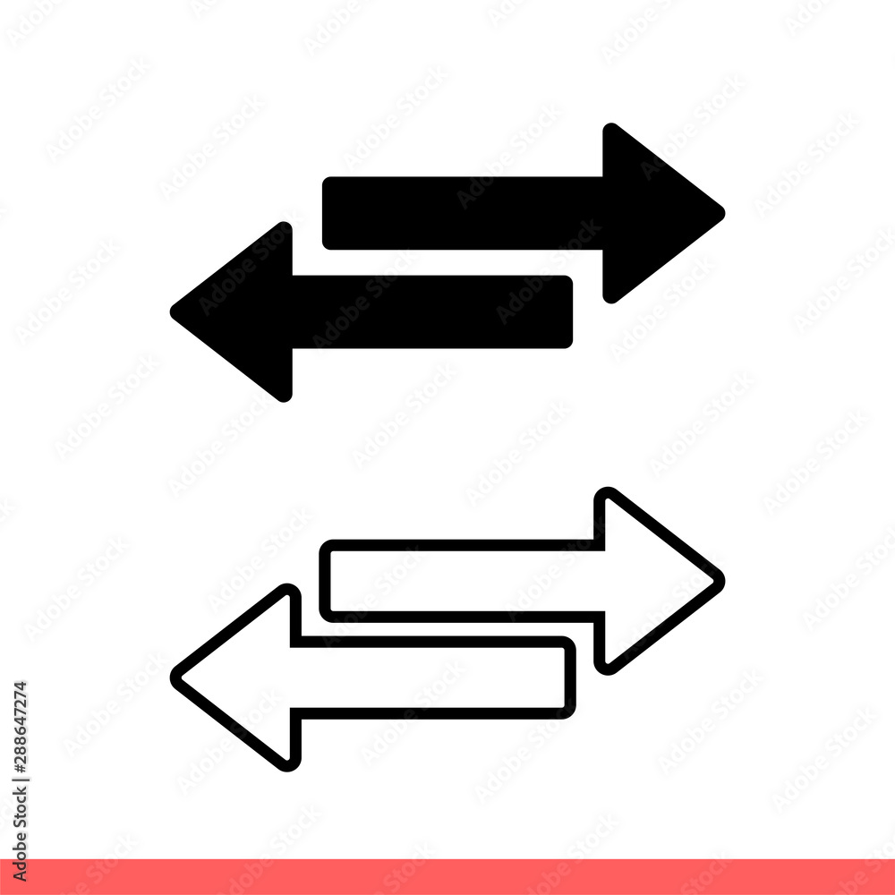 Aufkleber reverse icon set in flat isolated on white background, left and right vector illustration for web si