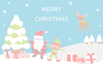 Christmas tree and Santa Claus card - Christmas set.