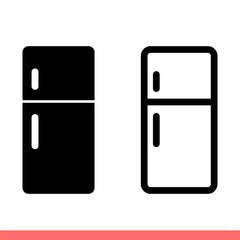 Refrigerator icon set in flat isolated on white background, cold vector illustration for web site or mobile app