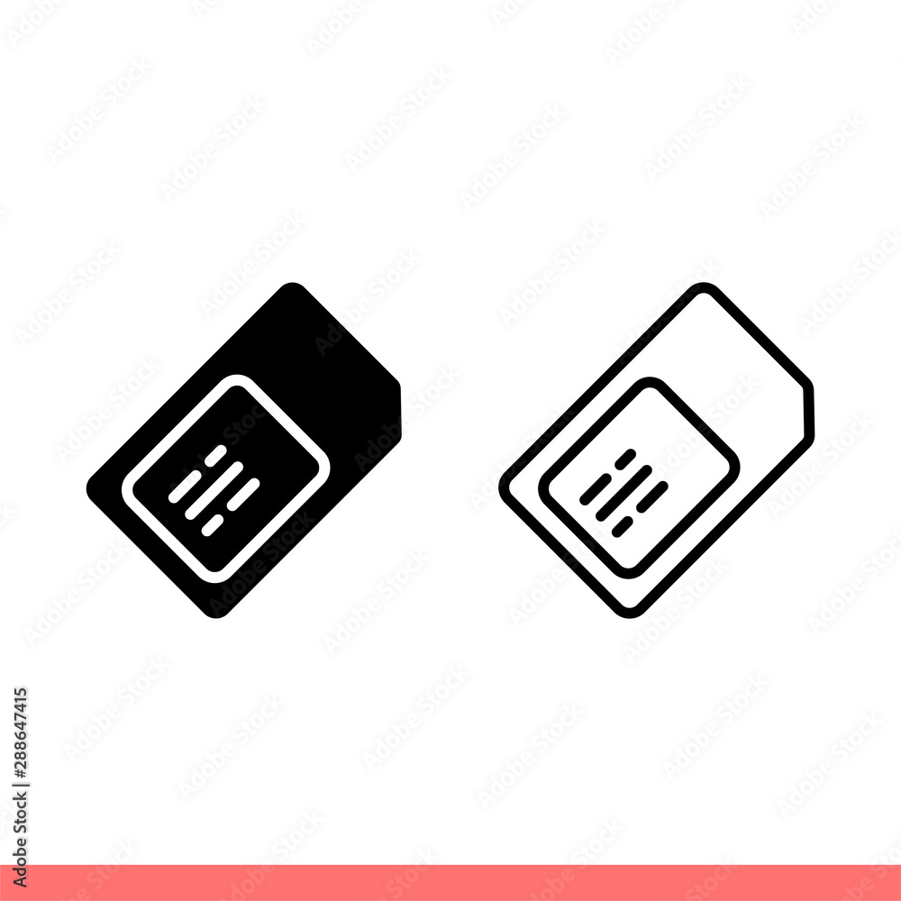 Poster sim card icon set in flat isolated on white background, mobile number vector illustration for web si