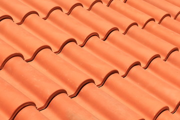 new red roof tiles closeup