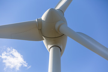 Naklejka na ściany i meble Detailed close up view of a wind turbines