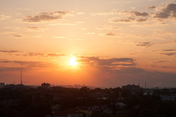 sunrise over city of Vladimir Russia