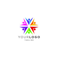 colorful people abstract logo design template