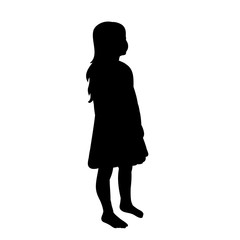 black silhouette of a child, girl, childhood