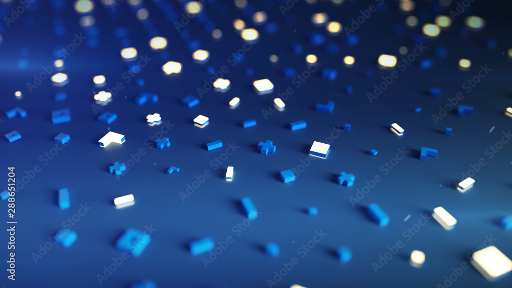 Poster surface with abstract symbols 3d render