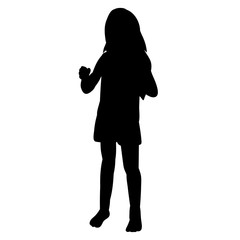 vector, isolated, black silhouette of a child, girl, childhood on a white background