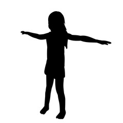 isolated, black silhouette of a child, girl