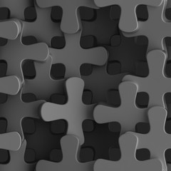 Seamless texture of black crosses 3D render illustration
