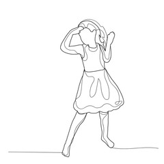 sketch with lines child, girl dancing