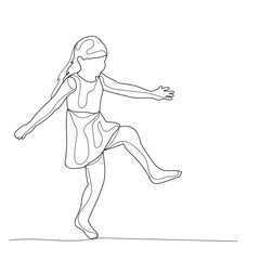 vector, isolated, sketch with lines child, girl on a white background