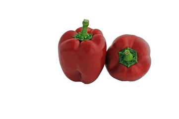 Sweet red pepper on a white background. Space for text or advertisement.