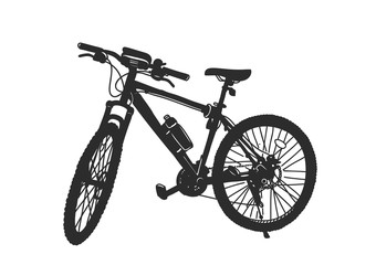 mountain bike with gear shifting black silhouette vector illustration isolated on white background.