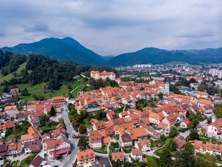Fototapeta na wymiar Skofja Loka, Slovenia (Drone shot)