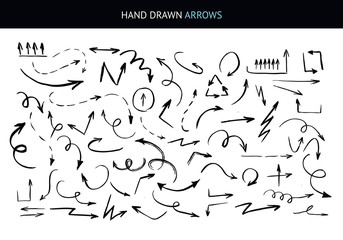 Arrows in hand drawn style. Doodle illustration.