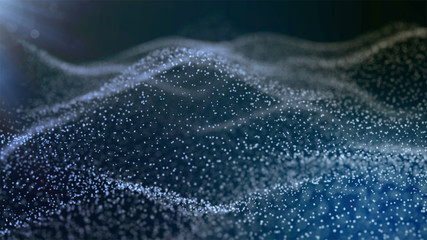 Fototapeta premium 3d abstract digital technology background. Wave of particles. Abstract background with a dynamic wave. Big data.