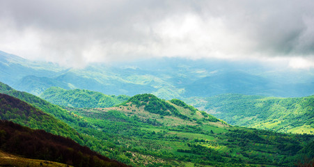 Europe, Poland, Podkarpackie Voivodeship, Bieszczady, Bieszczady National Park. Cloudy wheather, early spring.