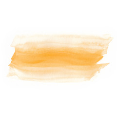 Yellow watercolor brush strokes on white background. Copy space for text.