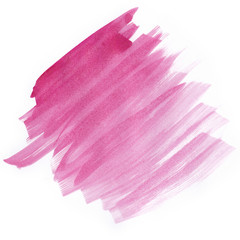 Pink watercolor brush strokes on white background. Copy space for text.