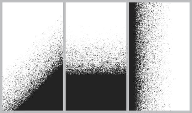 Vector set of abstract backgrounds, Destruction of the line splitting particles, Black and White dust explosion dark noise granules