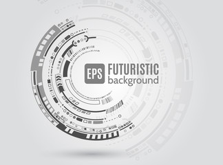 Obraz premium Okrągła technologia projektowania tła ilustracji wektorowych. Futurystyczny interfejs naukowy. Hi tech sci fi design.