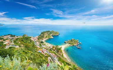 Beautiful Isola Bella small island near Taormina, Sicily, Italy