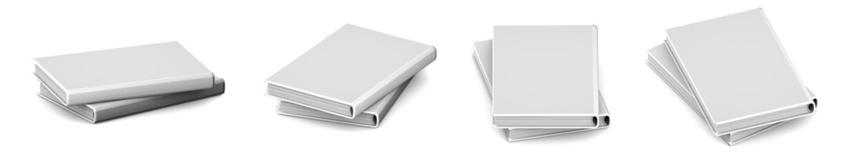 object 3d illustration - very high detail heap of 2 white closed books, knowledge day concept isolated on white