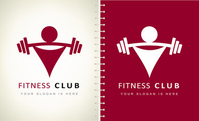 Athlete with barbell logo vector design. Logo fitness club.