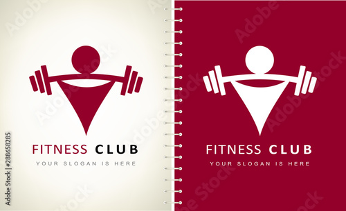 Athlete With Barbell Logo Vector Design Logo Fitness Club Stock