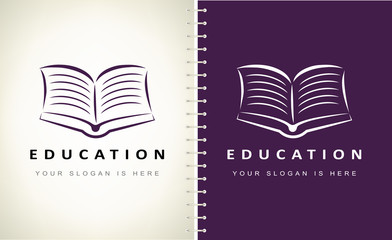 Book logo vector design. Education logo.