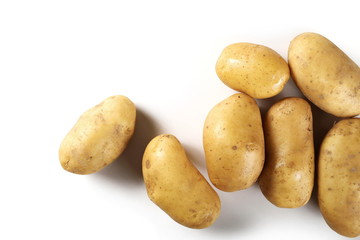 Potatoes isolated on white background, top view