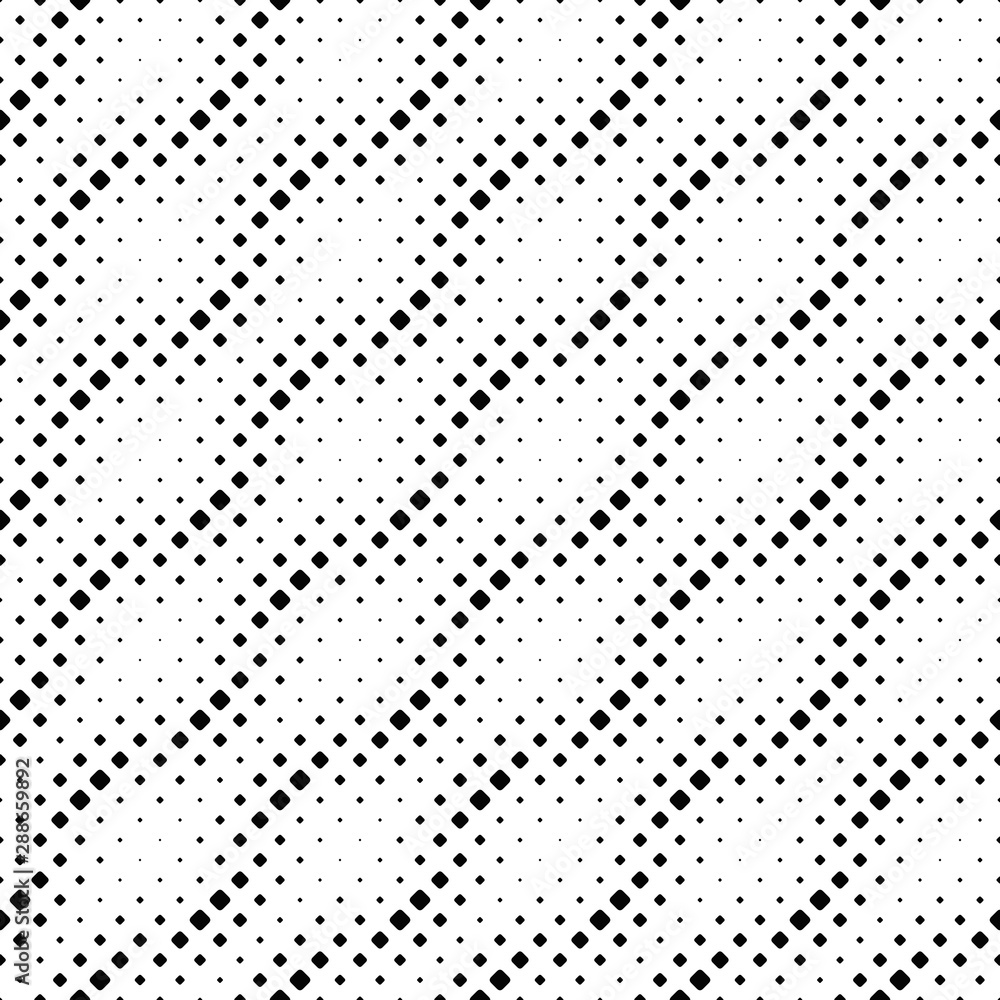 Poster seamless diagonal rounded square pattern background - black and white abstract vector design