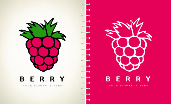 Raspberries logo vector. Berry logo design.