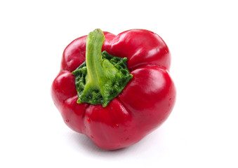 Ripe red sweet pepper on white background