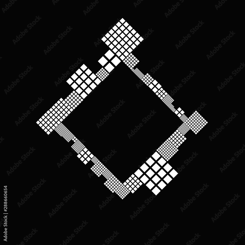 Poster black and white minimal diagonal square badge background frame - abstract geometrical vector graphic
