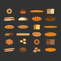 Bakery flat vector illustration set for shops.