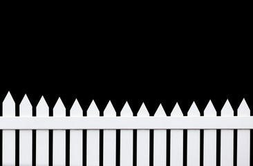 white wooden fence isolate on black background.