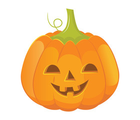 Carving smiling pumpkin in cartoon style