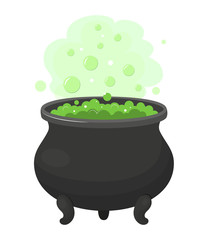 Witch cauldron with green potion - obrazy, fototapety, plakaty