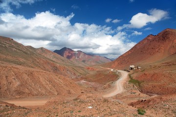 Beautiful landscape panorama of Pamir mountains