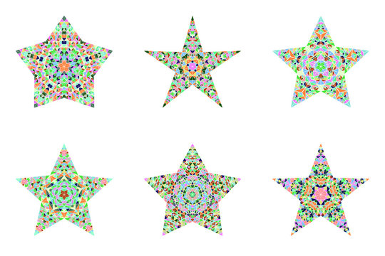 Mosaic ornament star symbol template set - geometrical polygonal geometric vector element