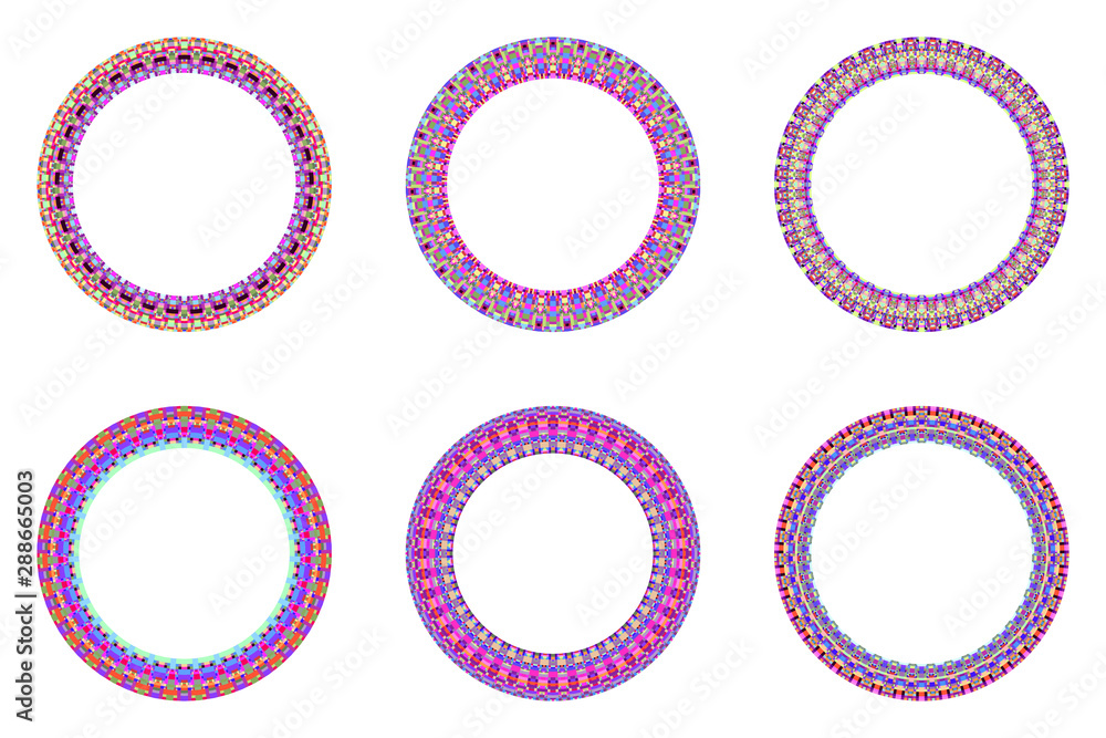 Poster geometrical mosaic round border set - circular vector design element