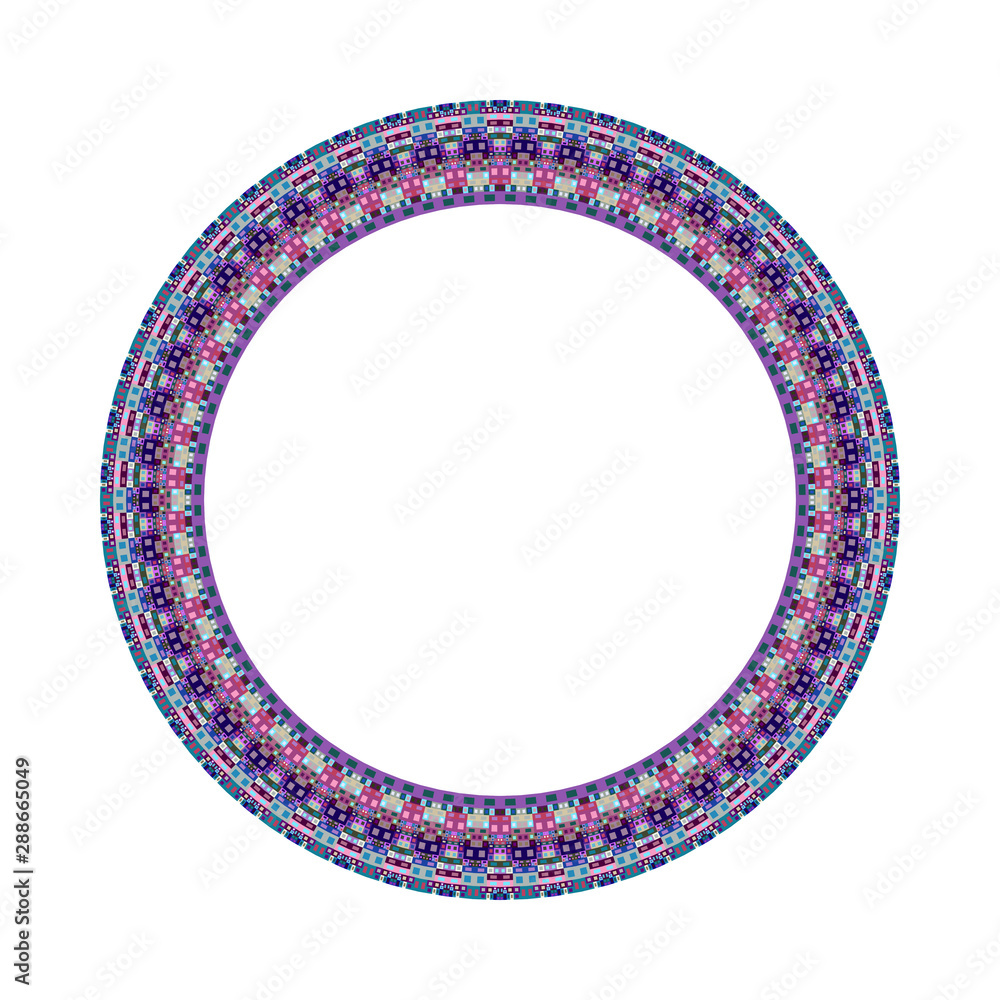 Poster isolated geometrical mosaic circle border - ornamental circular colorful vector element