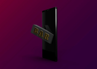 Slot Machine Online Casino Mobile Smartphone Game Icons and Symbols 3D Render