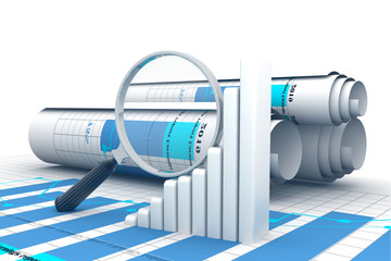 Economical stock market chart and graph. 3d illustration