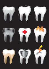 Dental Oral Care Tooth Icon Set Vector Illustration