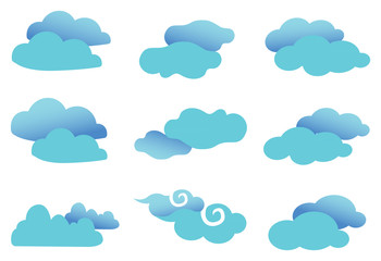 Cute Fancy Clouds Vector Design Element Set